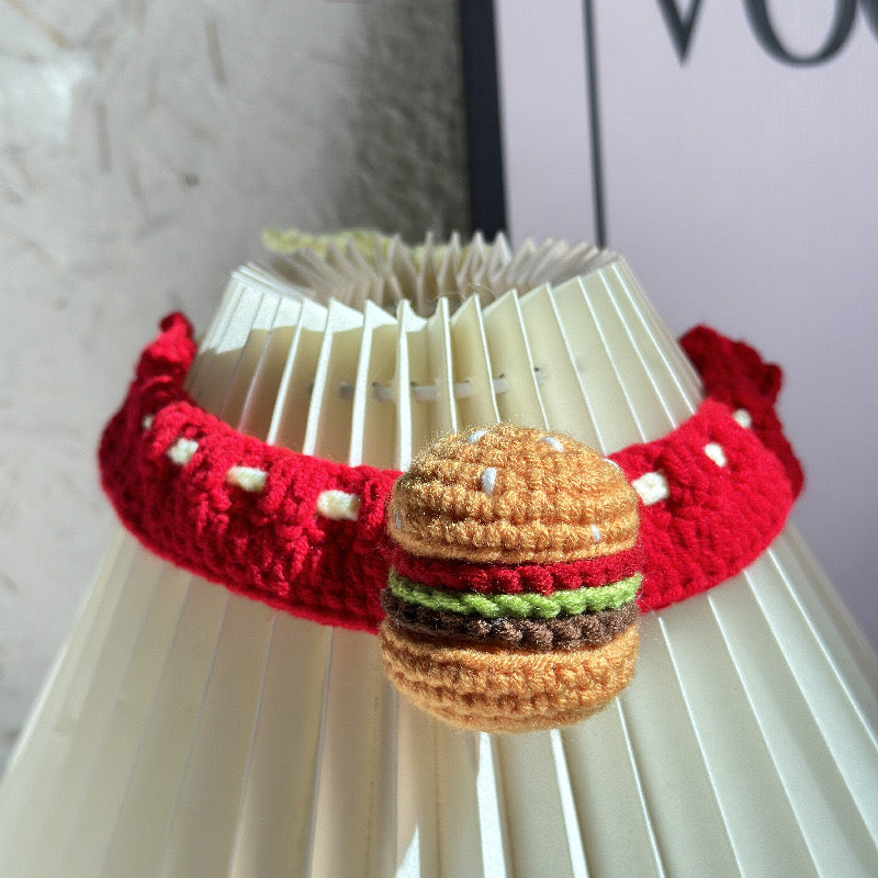 Knit Hamburger Handmade Crochet Pet Bib Accessory Collar for Cats and Dogs - Lil Wild Pets