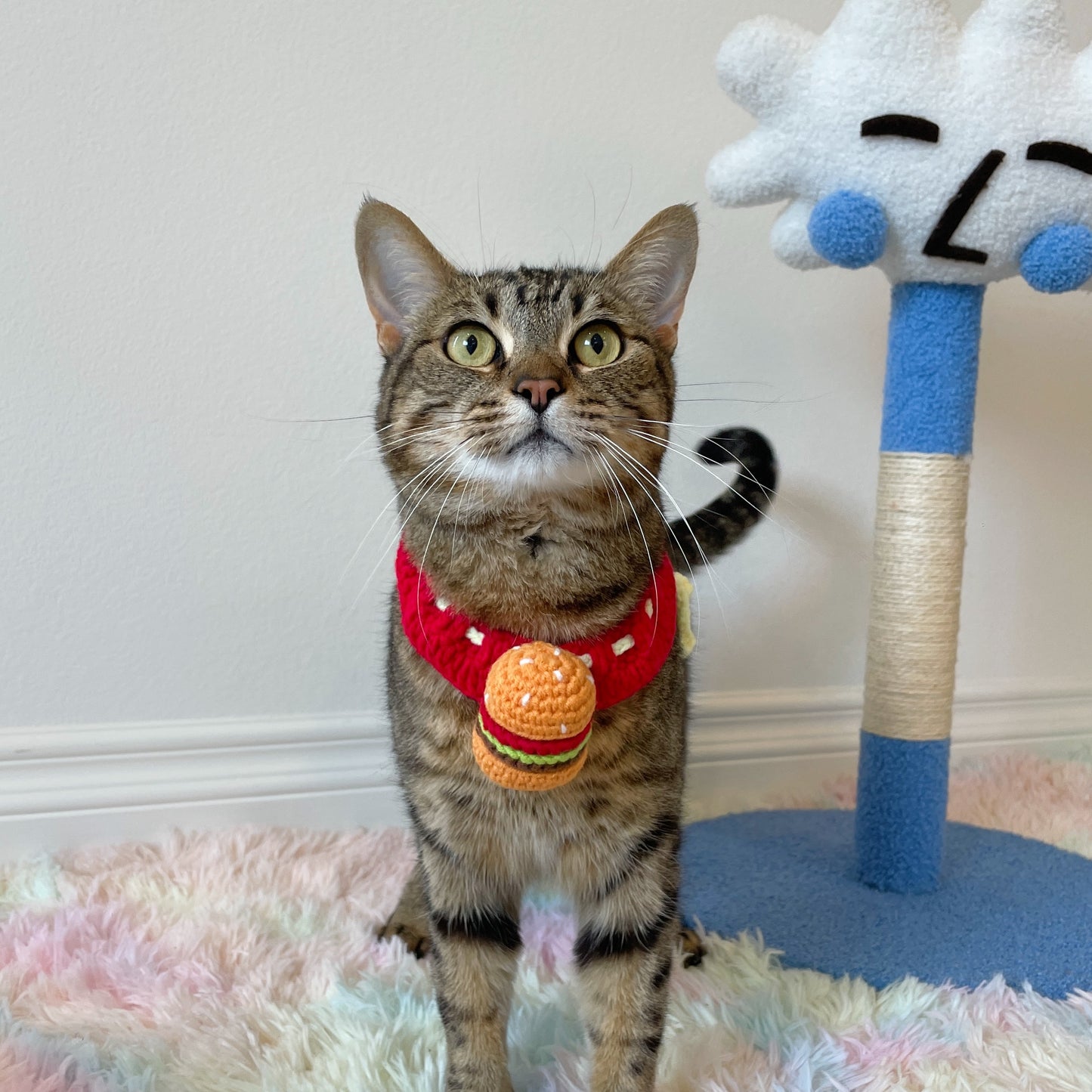 Knit Hamburger Handmade Crochet Pet Bib Accessory Collar for Cats and Dogs - Lil Wild Pets