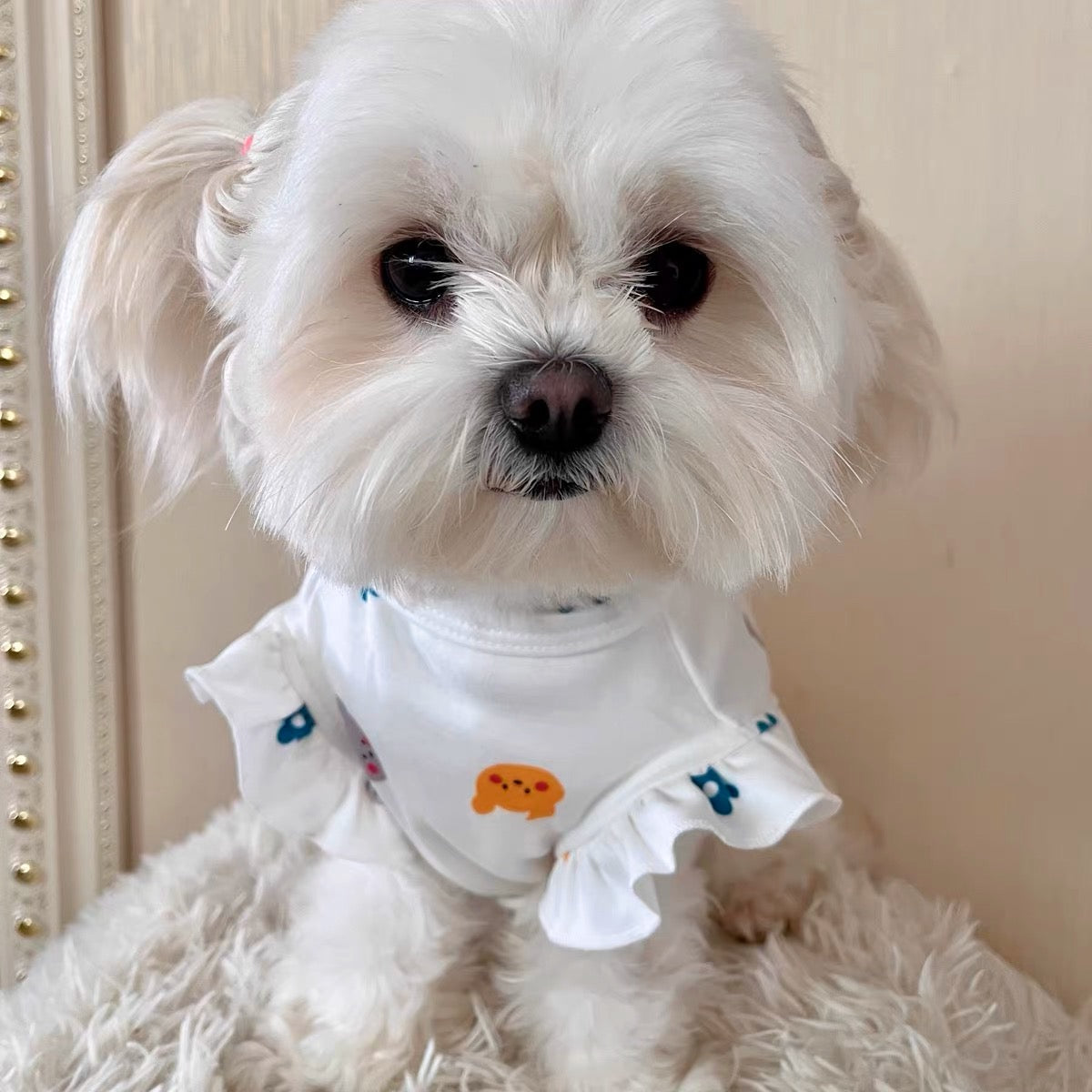 Milky Ruched Sleeve Tank Shirt for Cats and Dogs - Lil Wild Pets