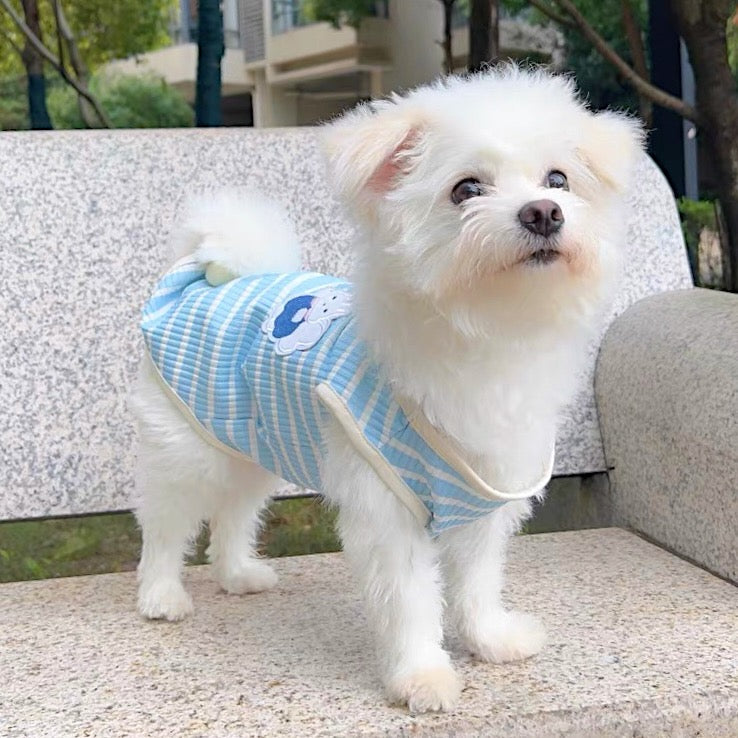 Blue Striped Bunny Tank Summer T-Shirt for Cats and Dogs - Lil Wild Pets