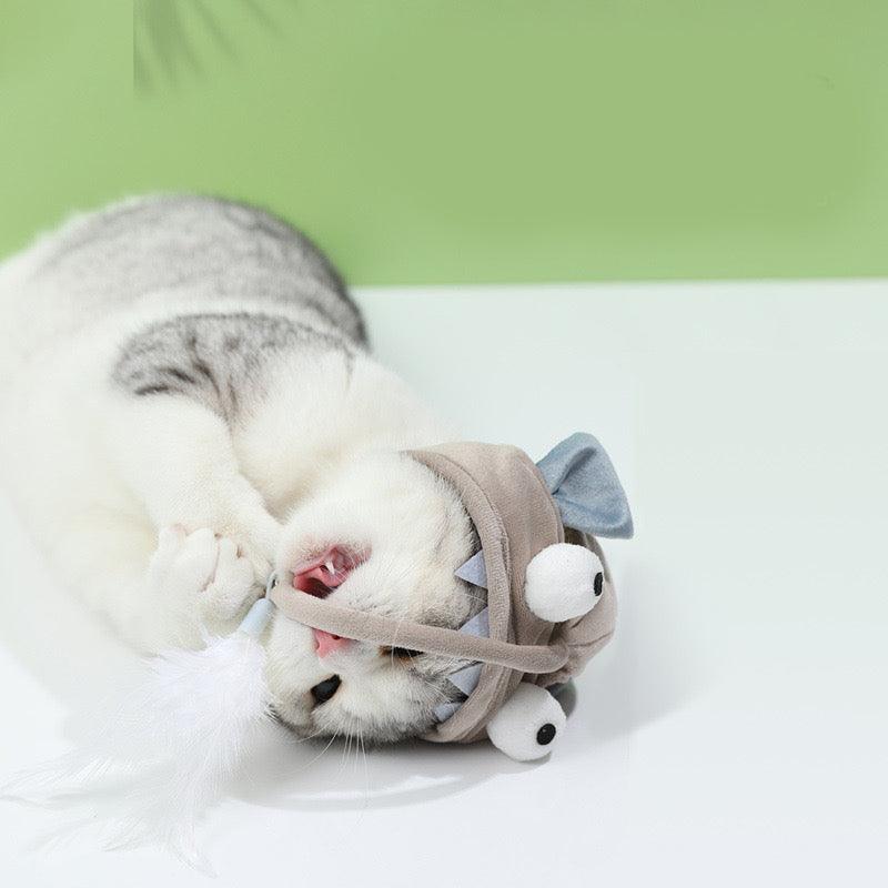 Self-Play Adjustable Cat Hat with Fishing Teaser Toy - Lil Wild Pets