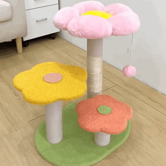 Flower Paradise Plush Cat Tree Scratching Post 22.5in - Lil Wild Pets