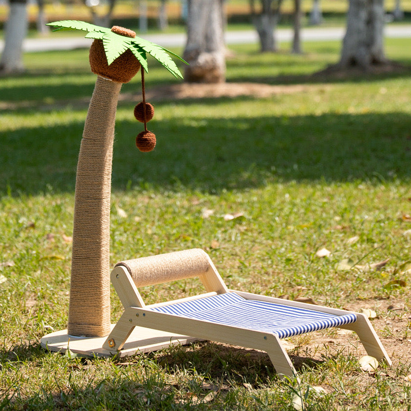 Palm Tree Cat Scratching Tree Post & Beach Chair Bed - Lil Wild Pets