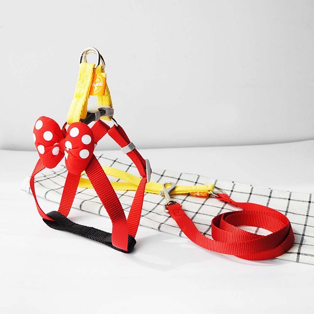 Cartoon Bowtie Harness Walk Kit with Leash for Dog & Cat - Lil Wild Pets