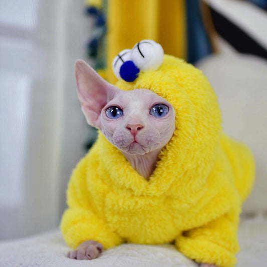 Kaws Cozy Fleece Hoodie for Sphynx and Devon Rex Cats - Lil Wild Pets
