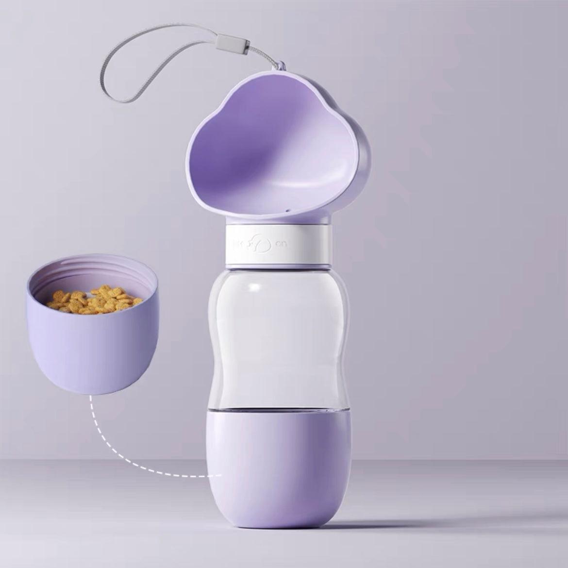 Purple Cloud Portable Pet Water & Food Travel Bottle 350ml