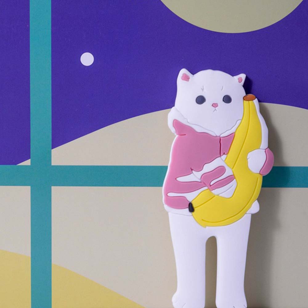 Strawberry & Banana Cat Fridge Magnet with Flexible Leg Hooks - Lil Wild Pets
