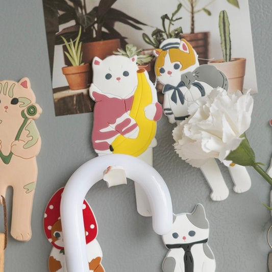Strawberry & Banana Cat Fridge Magnet with Flexible Leg Hooks - Lil Wild Pets