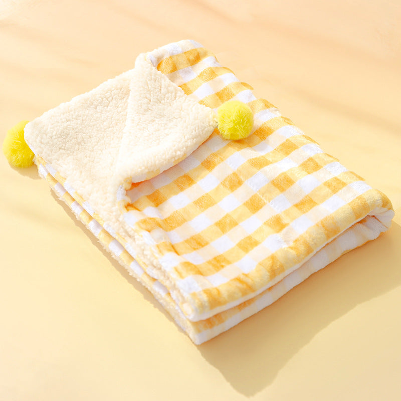 Fuzzy Pet Fleece Blanket with Pom Pom - Lil Wild Pets