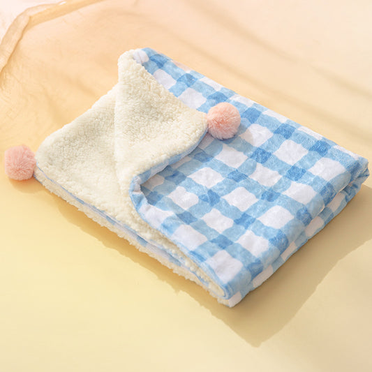 Fuzzy Pet Fleece Blanket with Pom Pom - Lil Wild Pets