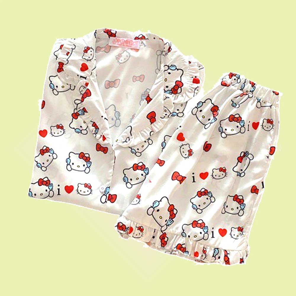 I Love Heart Hello Kitty Short Sleeves Pajamas - Lil Wild Pets