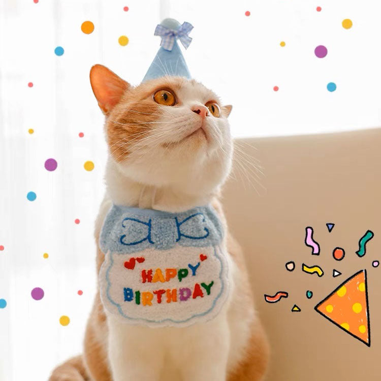 Pet Birthday Celebration Accessories Hat and Bib for Cats and Dogs - Lil Wild Pets