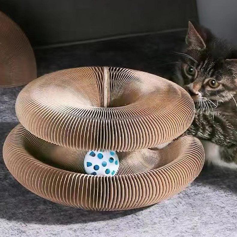 Cat Self-Play Foldable Donut Scratcher Tunnel Chaser Ball Toy - Lil Wild Pets