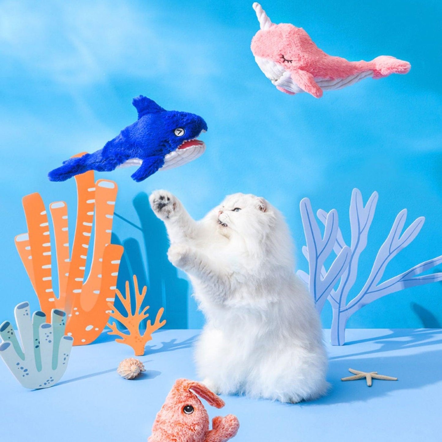 Flopping Fish Electric Interactive Self-Play Cat Toy with Catnip - Lobster & Wheal & Shark - Lil Wild Pets