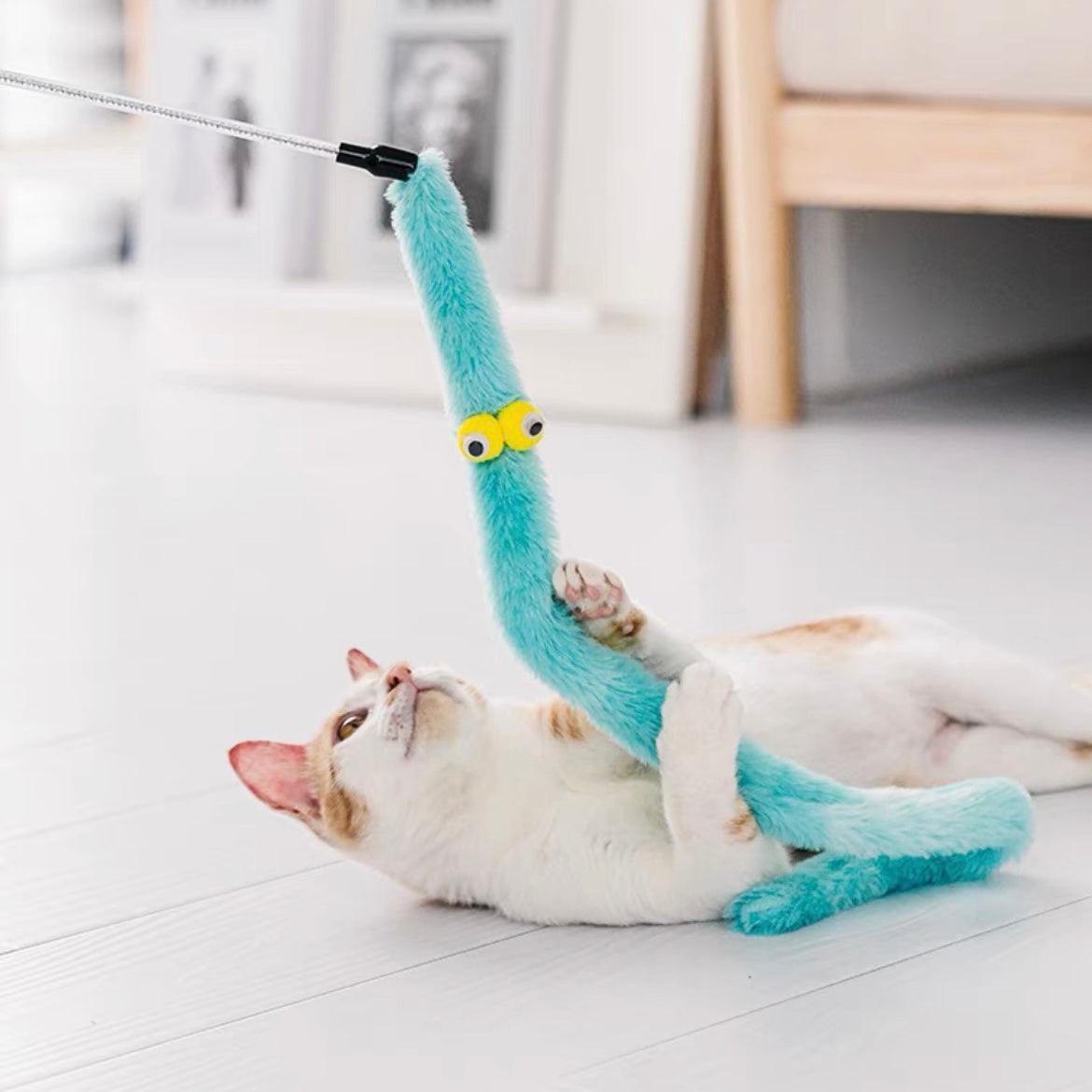 Plush Fuzzy Caterpillar Teaser Wand Toy for Cats - Lil Wild Pets