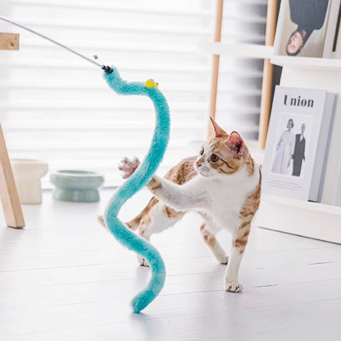 Plush Fuzzy Caterpillar Teaser Wand Toy for Cats - Lil Wild Pets