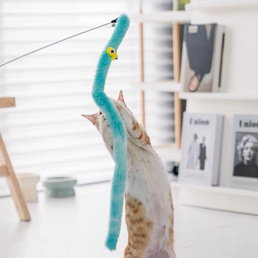 Plush Fuzzy Caterpillar Teaser Wand Toy for Cats - Lil Wild Pets