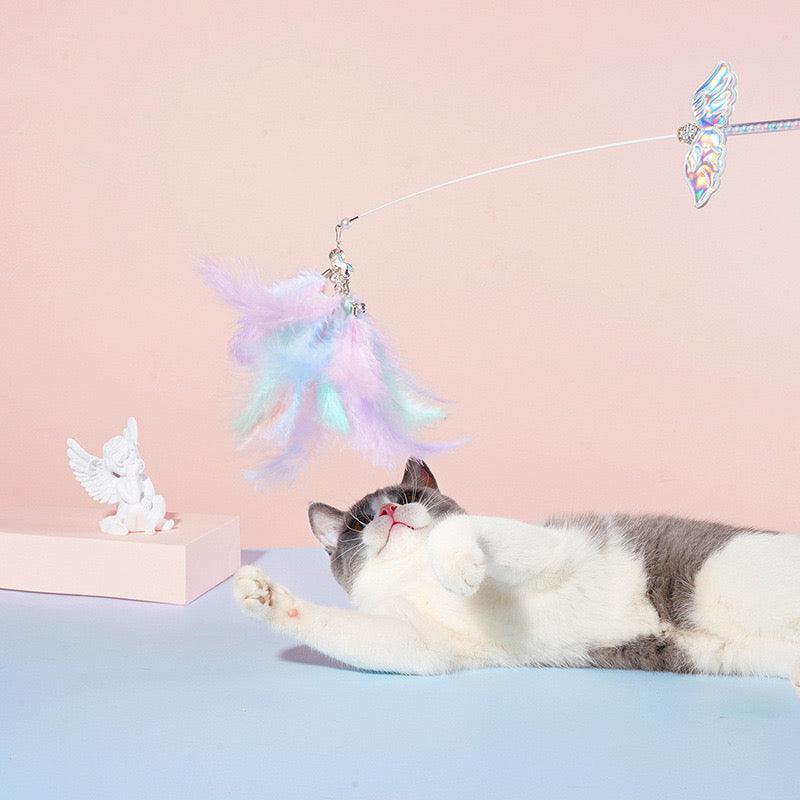 Teaser Toy - Unicorn Fairy Angel Wings Wand with Feathers - Lil Wild Pets
