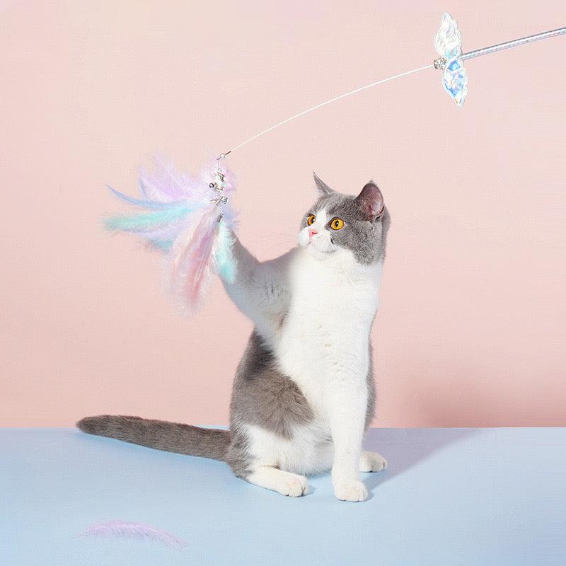 Teaser Toy - Unicorn Fairy Angel Wings Wand with Feathers - Lil Wild Pets