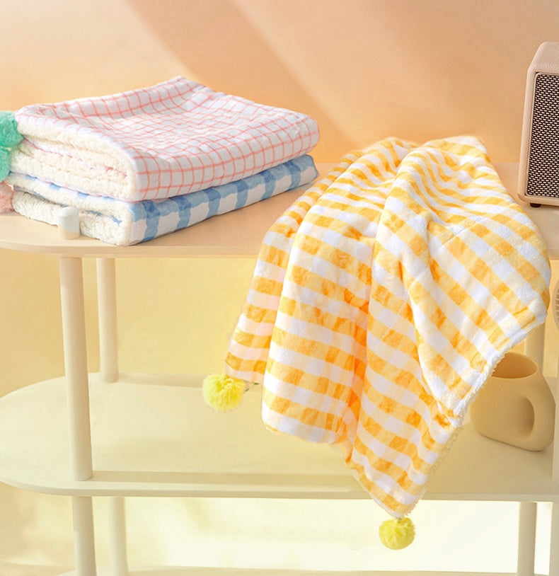 Fuzzy Pet Fleece Blanket with Pom Pom - Lil Wild Pets