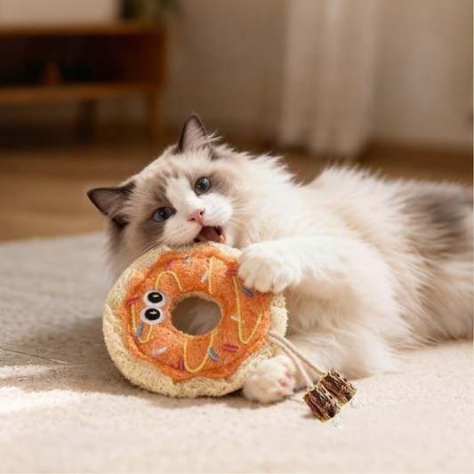 Silvervine Loofah Cat Dental Chew Toy – Pizza & Donut - Lil Wild Pets