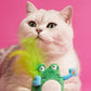 Touch-Activated Green Frog Catnip Feather Sound Cat Toy