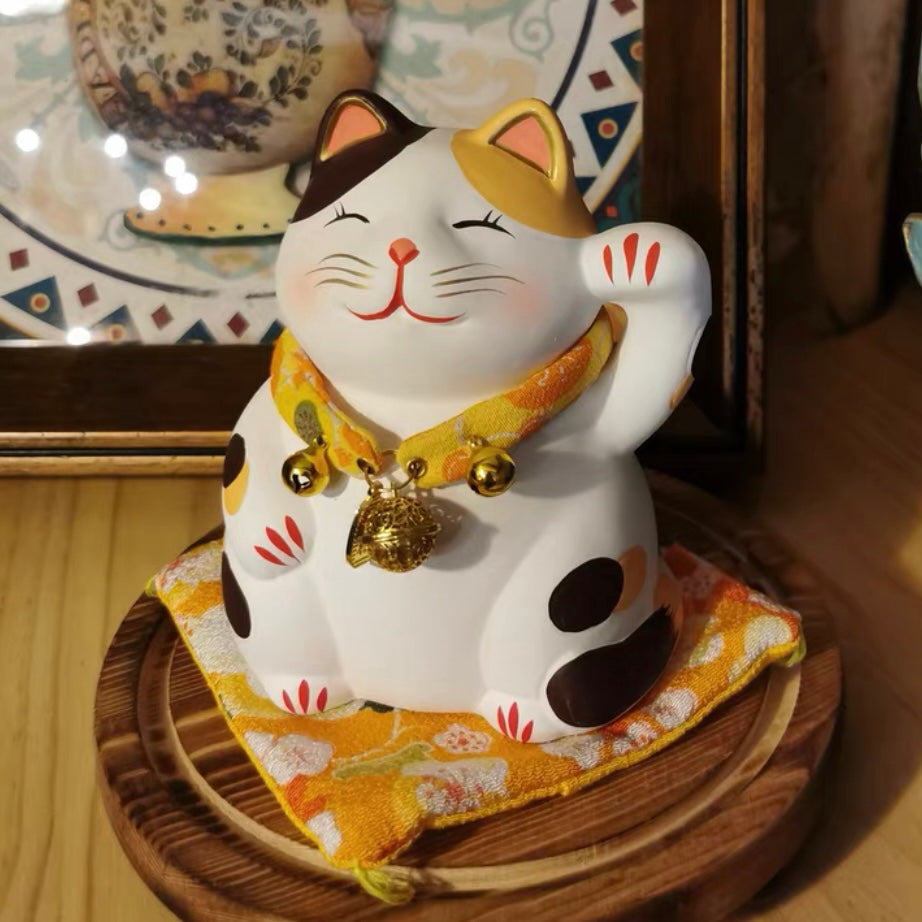 Ceramic Maneki Neko Lucky Cat - 5.5in