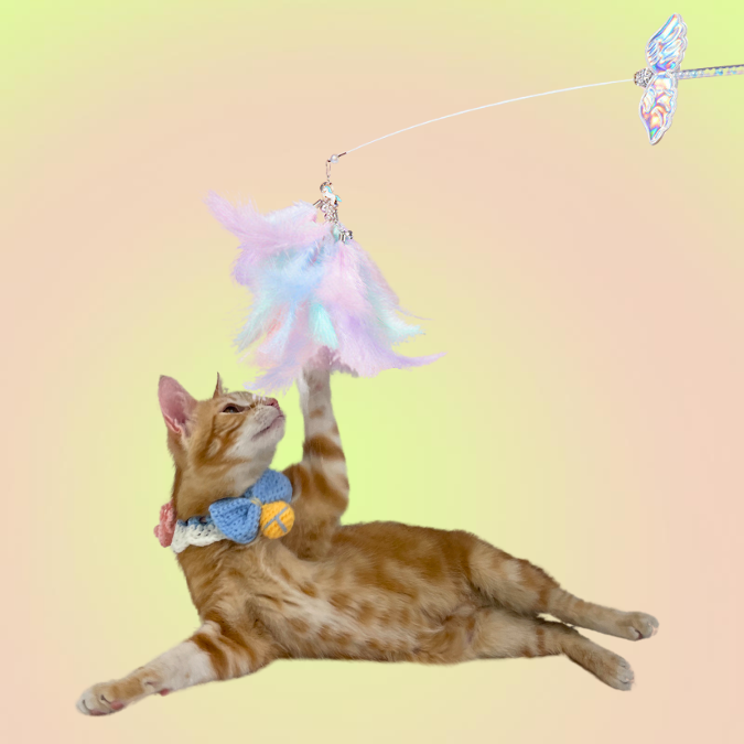 Unicorn Fairy Wing Feather Teaser Wand Toy for Cats - Lil Wild Pets