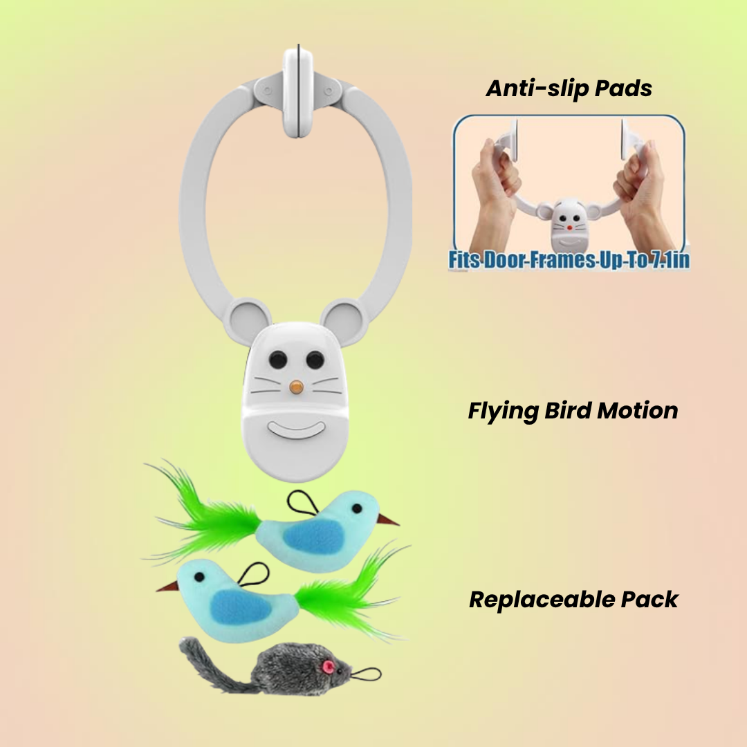Rechargeable Interactive Flying Bird Cat Toy – Hanging Feather Wand for Indoor Cats - Lil Wild Pets