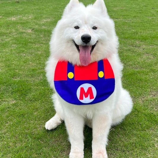 Super Mario Double-Sided Drool Bib Accessory for Big Dogs - Lil Wild Pets