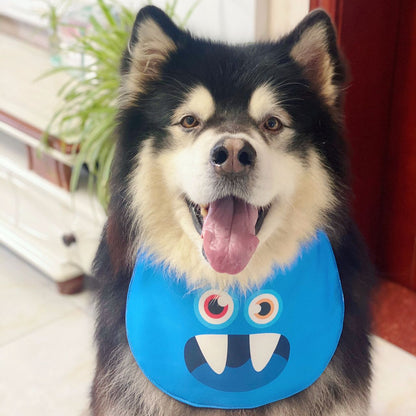 Blue Monster Double-Sided Drool Bib Accessory for Big Dogs - Lil Wild Pets