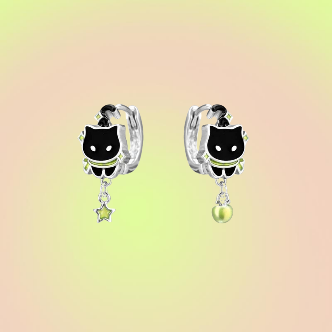 Black Cat Earrings - 1 Pair