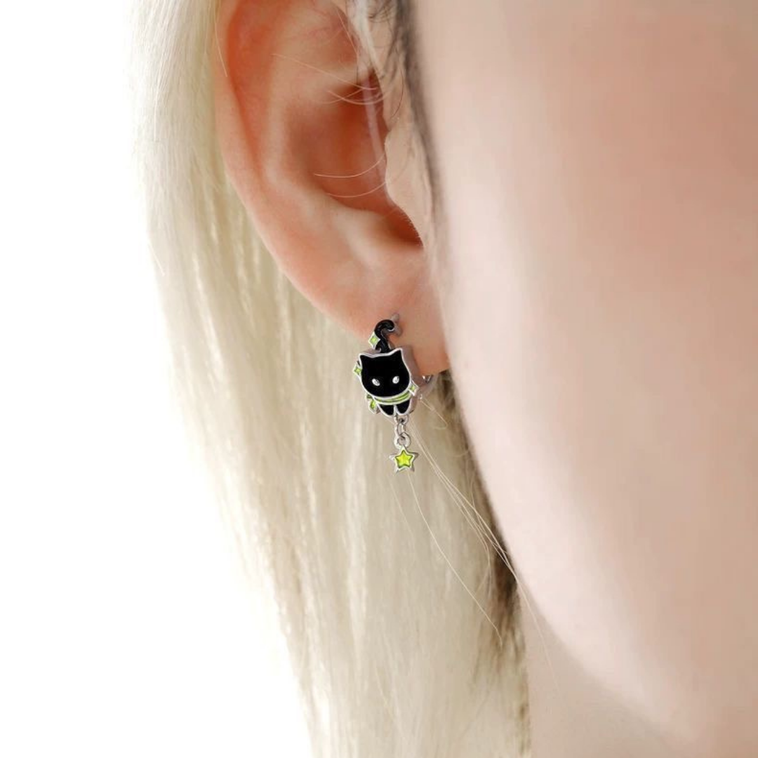 Black Cat Earrings - 1 Pair