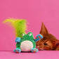 Touch-Activated Green Frog Catnip Feather Sound Cat Toy