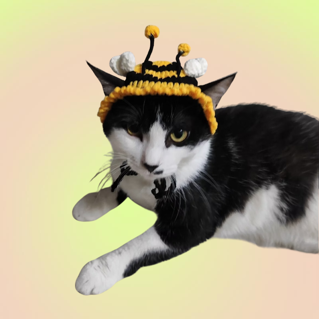 Halloween Pet Adjustable Knit Bee Hat for Cats and Dogs - Lil Wild Pets