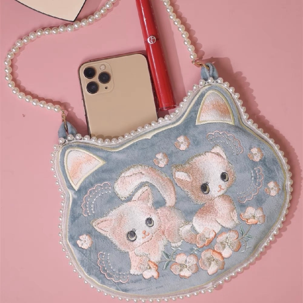 Handmade Embroidery Cat Shoulder Bag - Lil Wild Pets