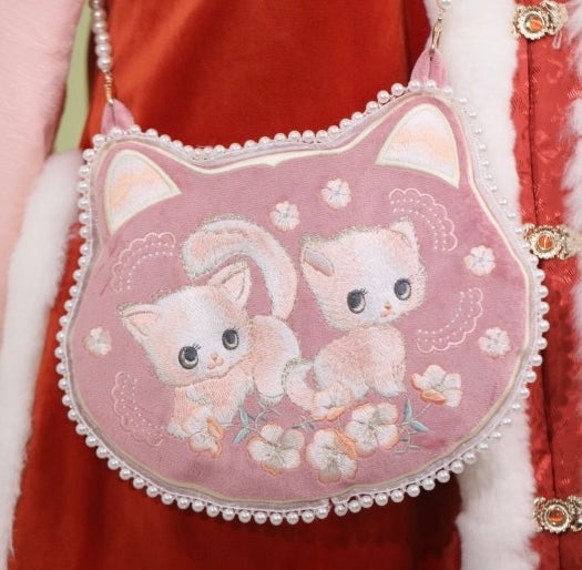 Handmade Embroidery Cat Shoulder Bag - Lil Wild Pets