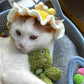 Pet Adjustable Knitting Hat with Ear Holes for Cats and Dogs - Yellow Flower