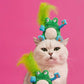 Touch-Activated Green Frog Catnip Feather Sound Cat Toy