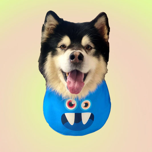 Blue Monster Double-Sided Drool Bib Accessory for Big Dogs - Lil Wild Pets