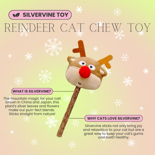 Christmas Reindeer Silvervine Stick Cat Chew Toy
