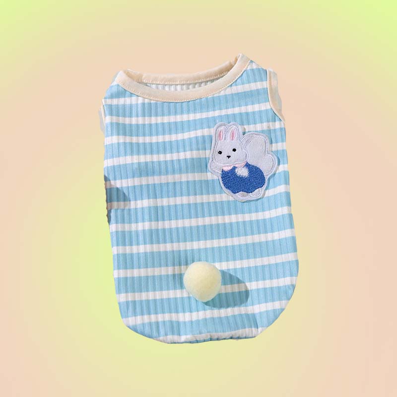 Blue Striped Bunny Tank Summer T-Shirt for Cats and Dogs - Lil Wild Pets