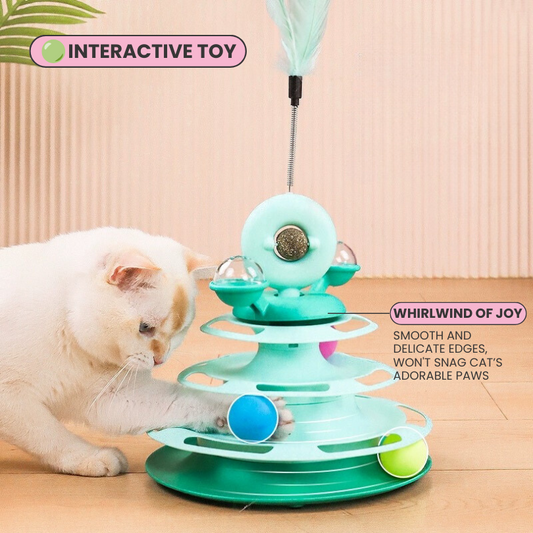 Colorful Tracks With Catnip Ball Interactive Cat Game Toy