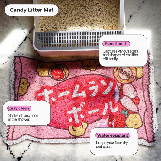 Candy Water Resistant Cat Litter Box Mat - Lil Wild Pets