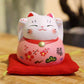 Ceramic Maneki Neko Pink Lucky Cat - 3in