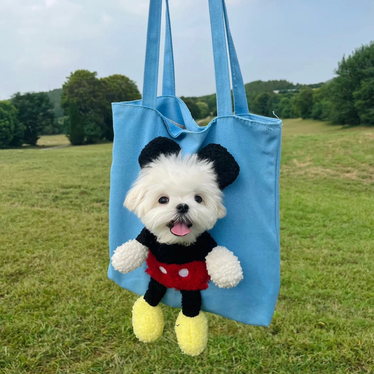 Pet Tote Bag Carrier with Plush Micky Mouse for Cats & Dogs