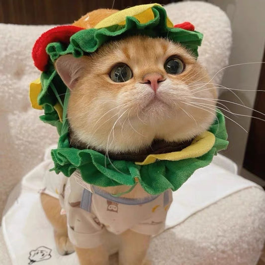 Burger Plush Hat for Cats and Dogs