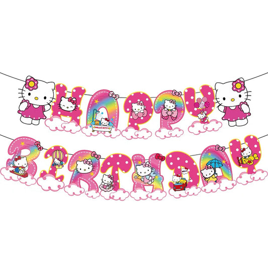 Hello Kitty Theme Birthday Party Decorations with Banner & 16 Ballons - Lil Wild Pets