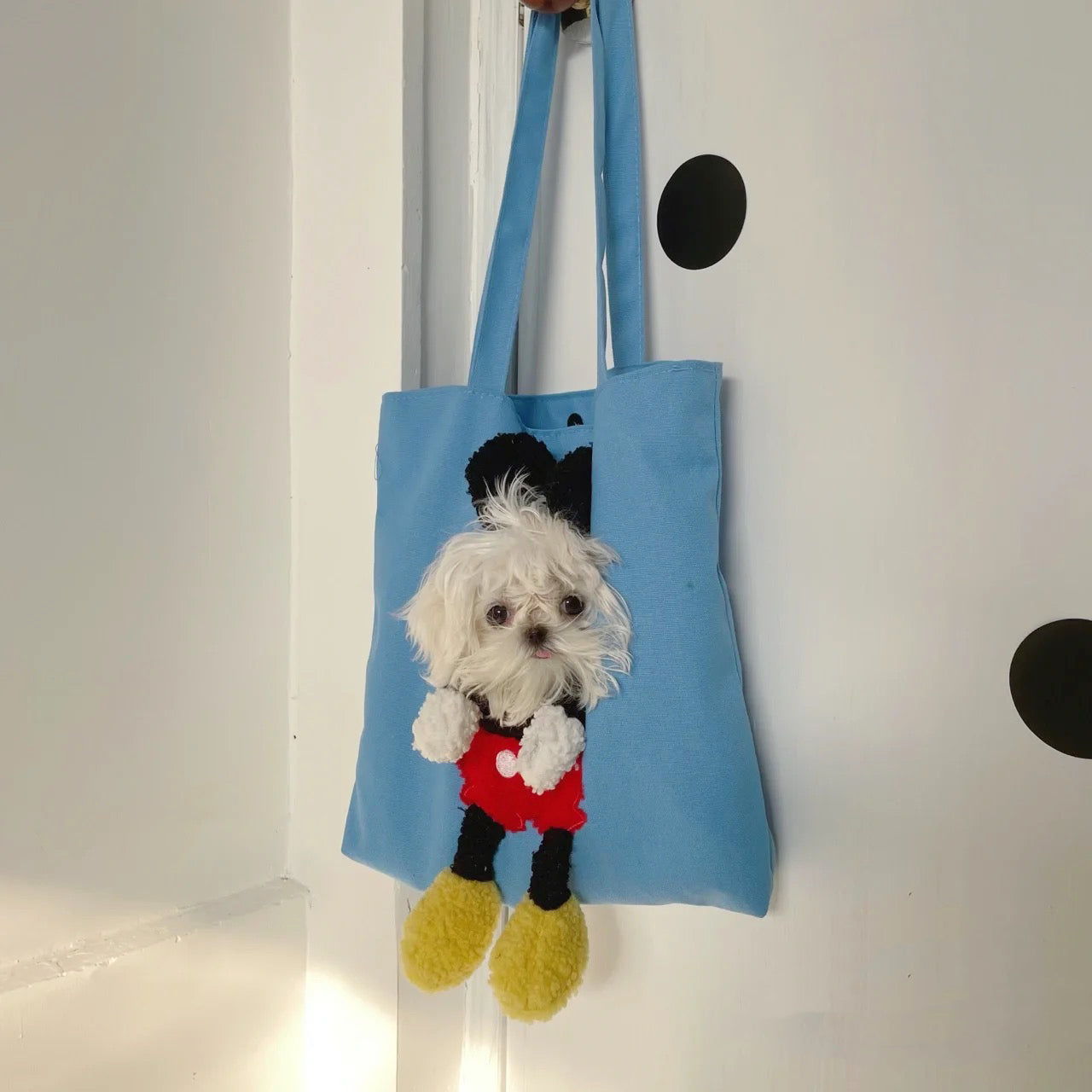 Pet Tote Bag Carrier with Plush Micky Mouse for Cats & Dogs