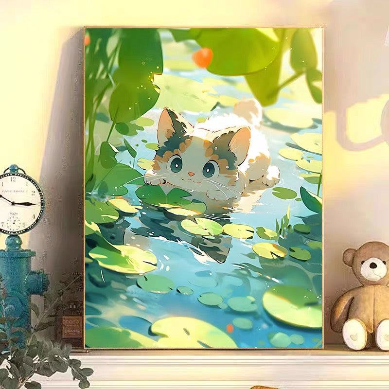 Cat Paint by Number DIY Art Oil Painting Kit